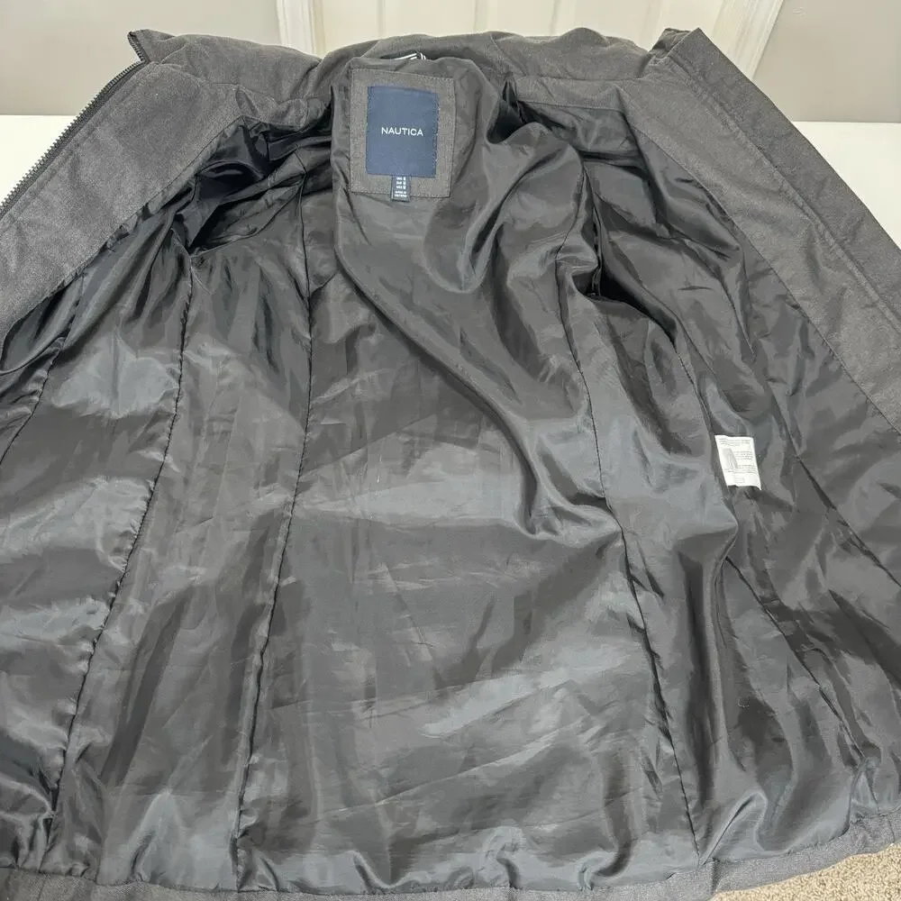 Nautica Womens Jacket Small Gray Quilted Puffer Hooded Packable Long Warm Snow - Picture 13 of 15